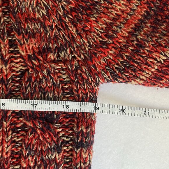 Vintage Cable Knit Acrylic Cardigan Sweater Chunky Fisherman Women's Large Red - Picture 15 of 16